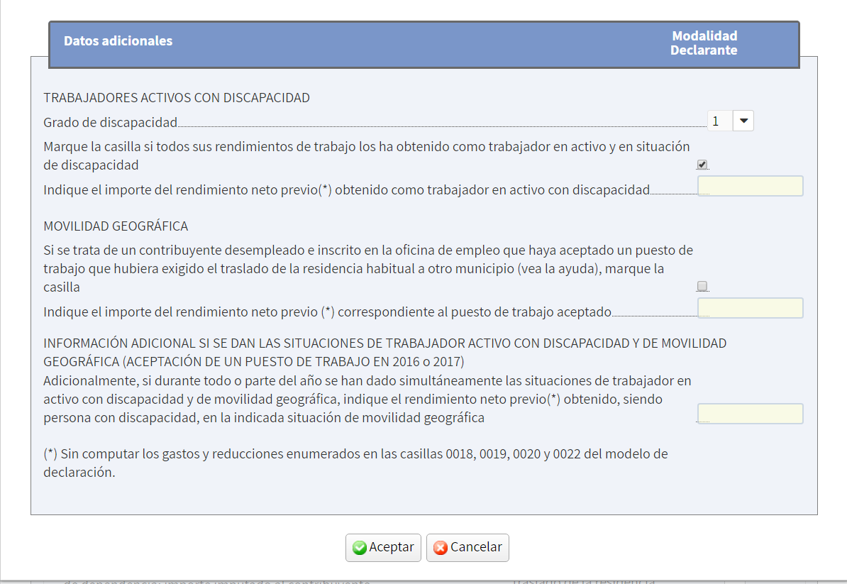 Rendimiento Neto Previo Obtenido Como Trabajador En Activo Discapacitado Renta 2017: IRPF trabajadores discapacitados